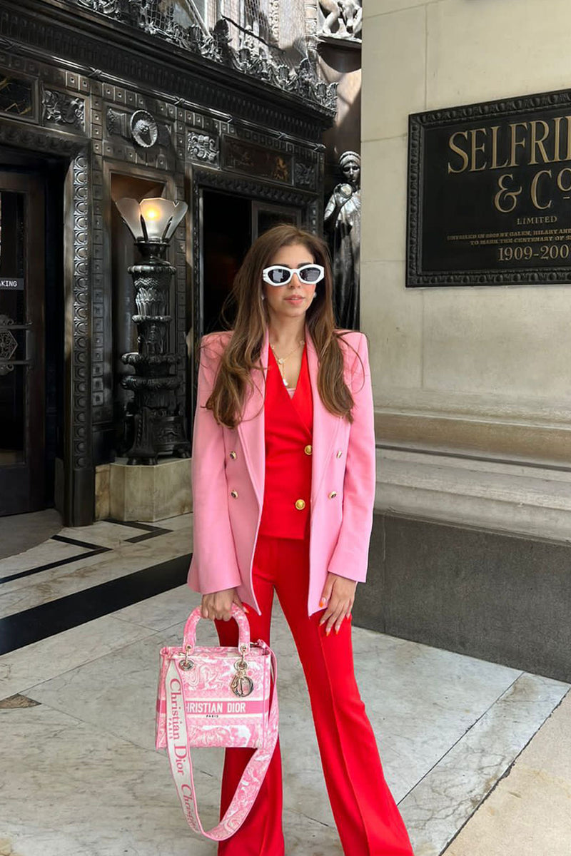 Rosso- Half Sleeves Red Blazer and Trousers- 2 Pieces set