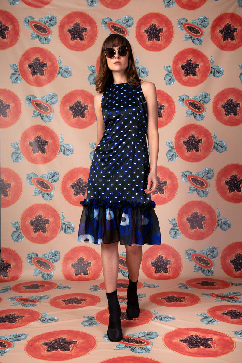 Zoe -Evil Eye Print Dress With Frill – www.sooke.in Zoe -Evil Eye Print Dress With Frill – www.sooke.in